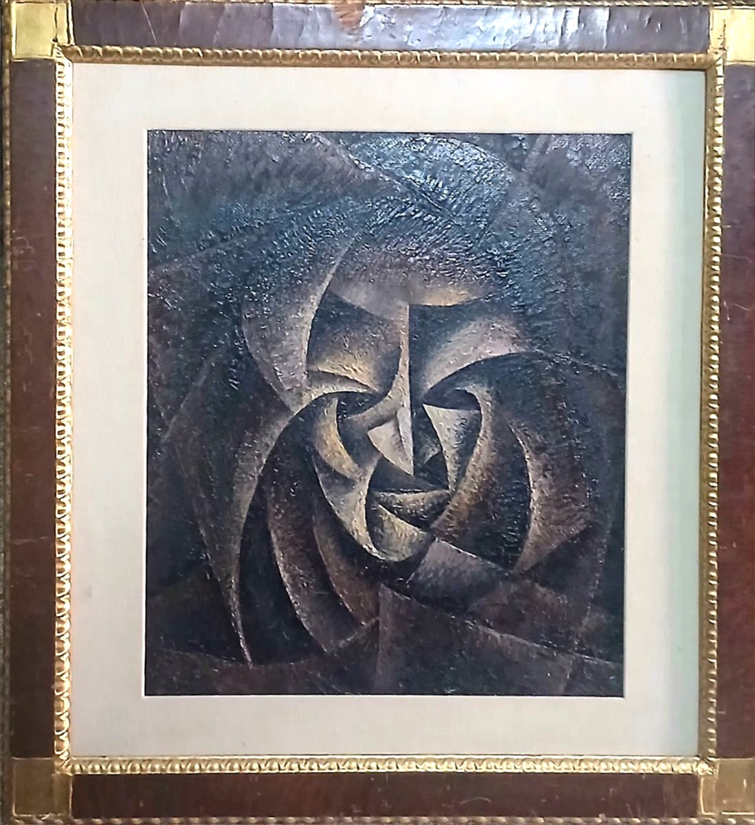  Cube futuriste russe des années 1930, influencé par Kazimir Malevitch. Huile sur panneau --photo-2