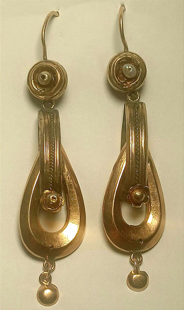  Boucles d'oreilles cloche Art nouveau censées éloigner le mauvais œil. Sicile, début du XXe s.-photo-2