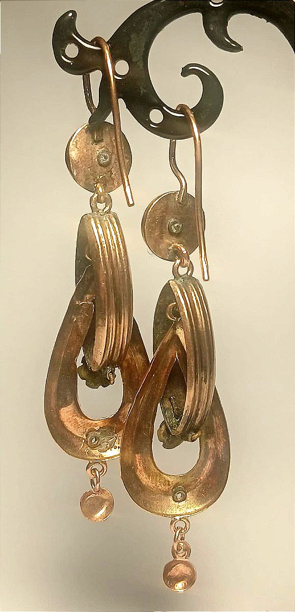  Boucles d'oreilles cloche Art nouveau censées éloigner le mauvais œil. Sicile, début du XXe s.-photo-4
