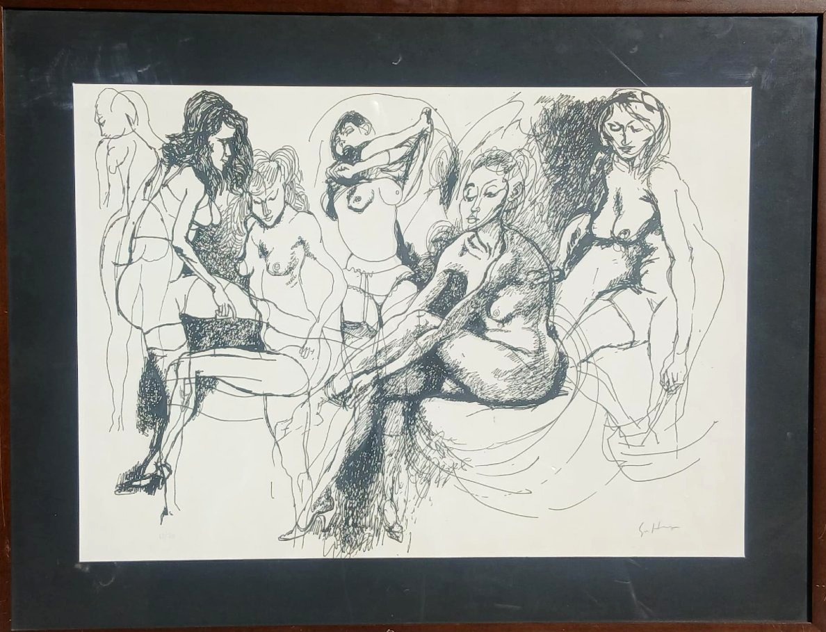 Renato Guttuso - 'marta Marzotto In Different Poses', Ink On Paper, 50 X 70 Cm
