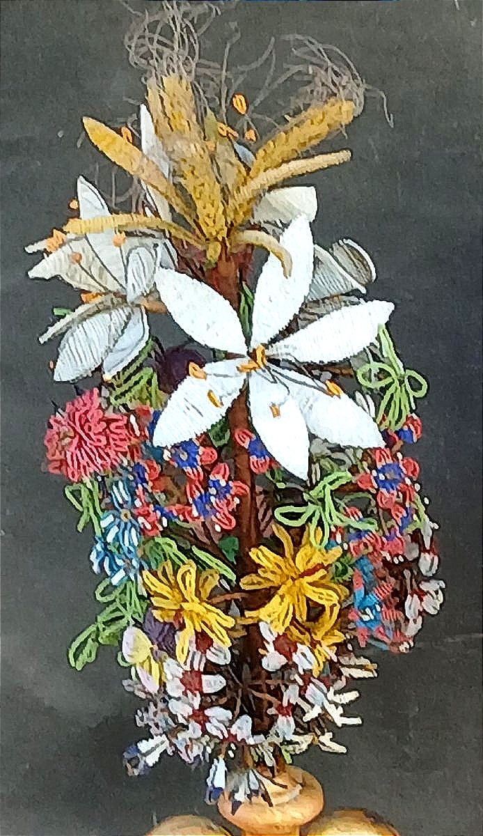  Paire de vases d'autel en bronze doré ornés de fleurs en micro-perles. Italie, début du XIXe s-photo-4