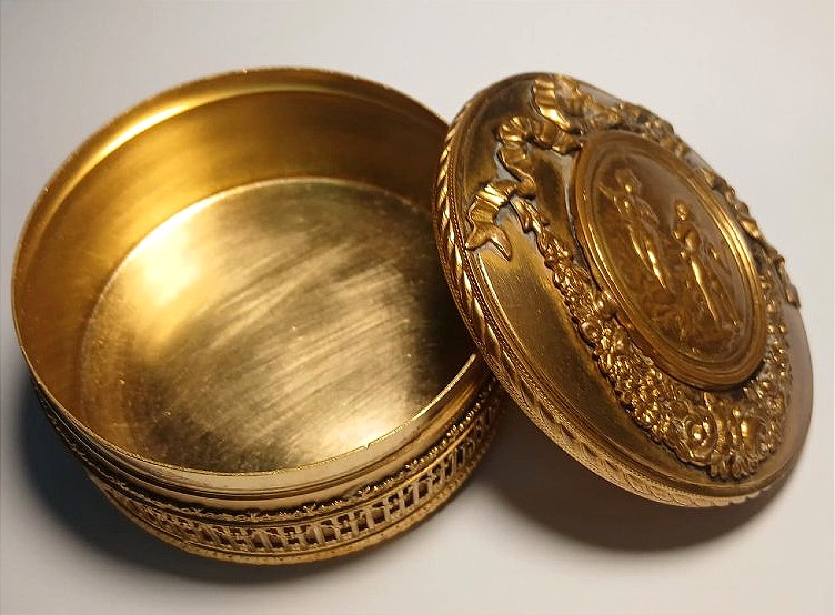 Tabatière-boîte à bijoux en cuivre doré au mercure, Napoléon III.-photo-3