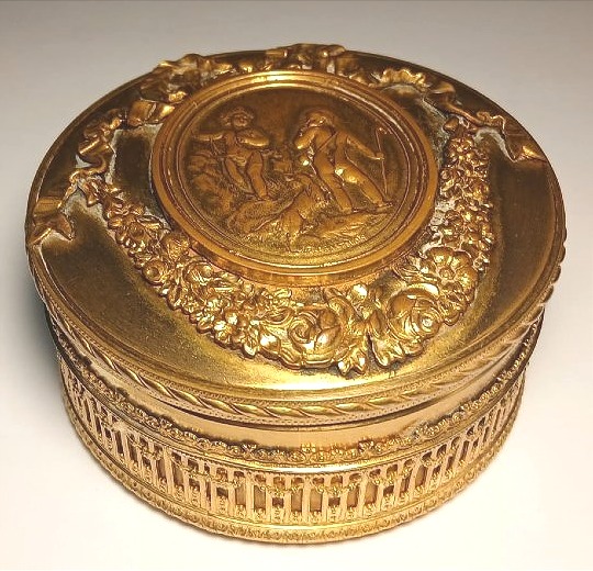 Tabatière-boîte à bijoux en cuivre doré au mercure, Napoléon III.
