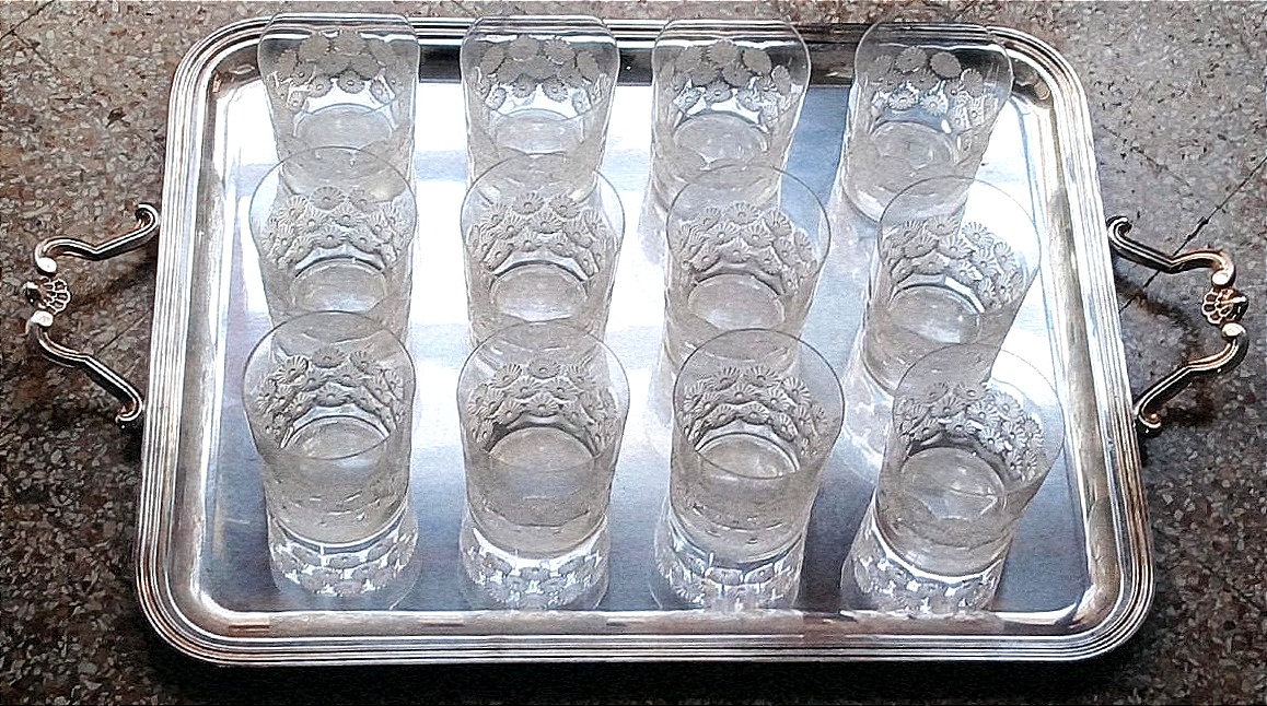 Verres à whisky René Lalique 12, modèle Napsbury en cristal de Baccarat. 