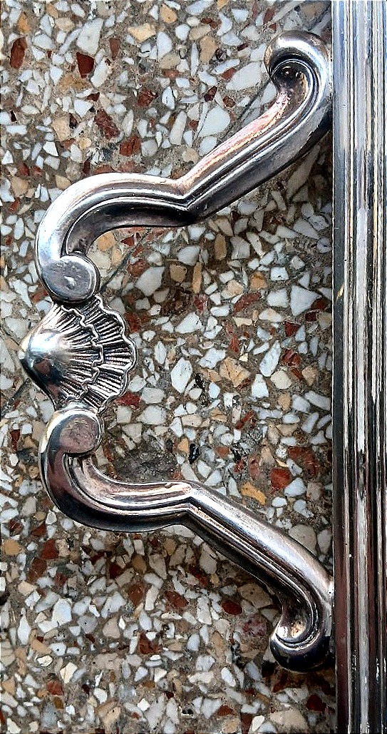 Italian Silver-plated Copper Tray From The Early 1900s, 42x54 Cm, With Handles-photo-2
