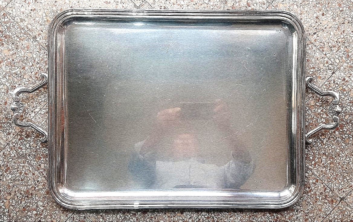 Italian Silver-plated Copper Tray From The Early 1900s, 42x54 Cm, With Handles