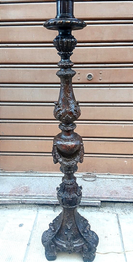 Lustre baroque sicilien de style Louis XIV avec système d'éclairage.-photo-2