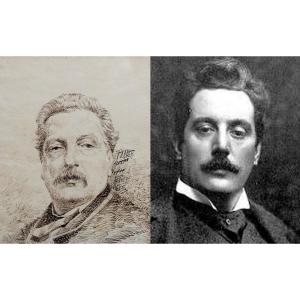 Giacomo Puccini- ritratto a china di G.Fattori firmato nel Chiaro- Scuro