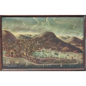 Painting Depicting The City Of Messina From A Bird's Eye View And Its Port  (1590-1620.)  