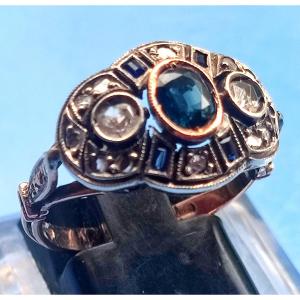 Refined Liberty Ring In Gold With Sapphire And Diamonds