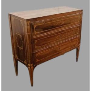 Louis XVI Chest Of Drawers In Walnut With Boxwood Inlays. Sicily, Second Half Of The 18th Cent 