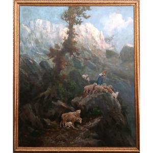  Antonino Leto 'Pâturage sur le mont Solaro' huile sur toile 145x122 cm.