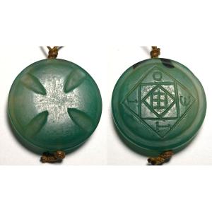 Esoteric Knight Templar Medallion With The Cross Pattée And The Magic Square Symbol  