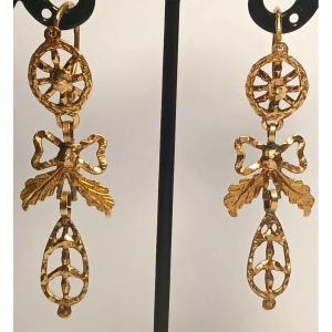 Three-piece Earrings With Palermo 1770-80 Hallmark In High Quality Gold.