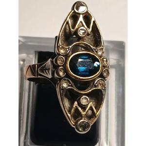  109 Liberty Ring In 12-karat Gold, Openwork Design, With A 0.90-carat Central Sapphire 0.15