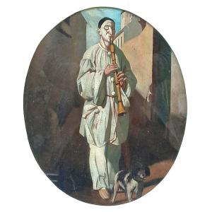 Jean Pezous, 'pierrot The Musician'. A Variation On Pezous's Favorite Subject.