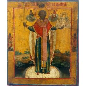 Saint Nicholas Of Mozajsk. Icon Painted In Egg Tempera On Wood, From The Moscow School  