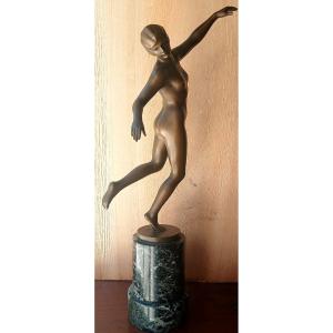  Karl Perl (austria, 1876–1965) Depicting A Nude Dancer From The 1920s. Bronze Sculpture. 