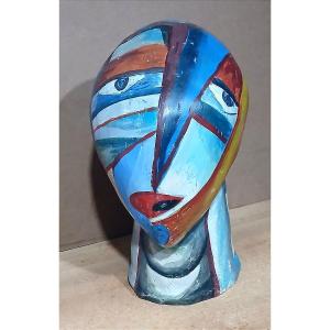 Polychrome, Mixed-media Cubist Sculpture (in The Studio). Russia, Early 20th Century.