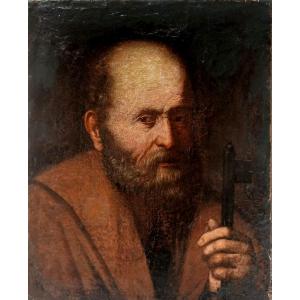 Pietro Novelli, *il Monrealese*. Saint Peter With The Key In His Hand. *unpublished* Oil On Canvas