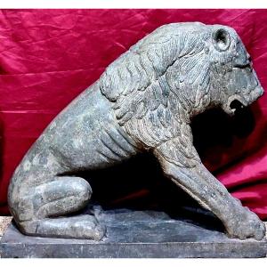 Medieval Arab-norman Lion, Likely Of Fatimid Origin. 13th-century Basalt Sculpture