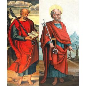 Francisco Pacheco de Rio. (Maître de Velázquez) Saint Pierre, peinture sur panneau. 97 x 50 cm