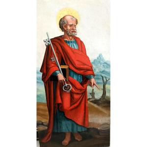 Francisco Pacheco de Rio. (Maître de Velázquez) Saint Pierre, peinture sur panneau. 97 x 50 cm