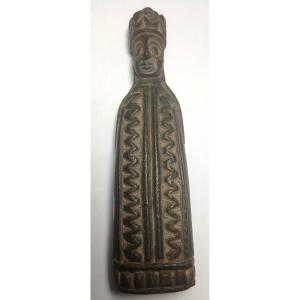 Medieval Onyx Seal Depicting A King Wearing A Tunic And A Crown. Die: Face With A Laurel Wreath. 12 Cm