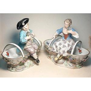 Paire de salières en porcelaine Meissen sec.XIX