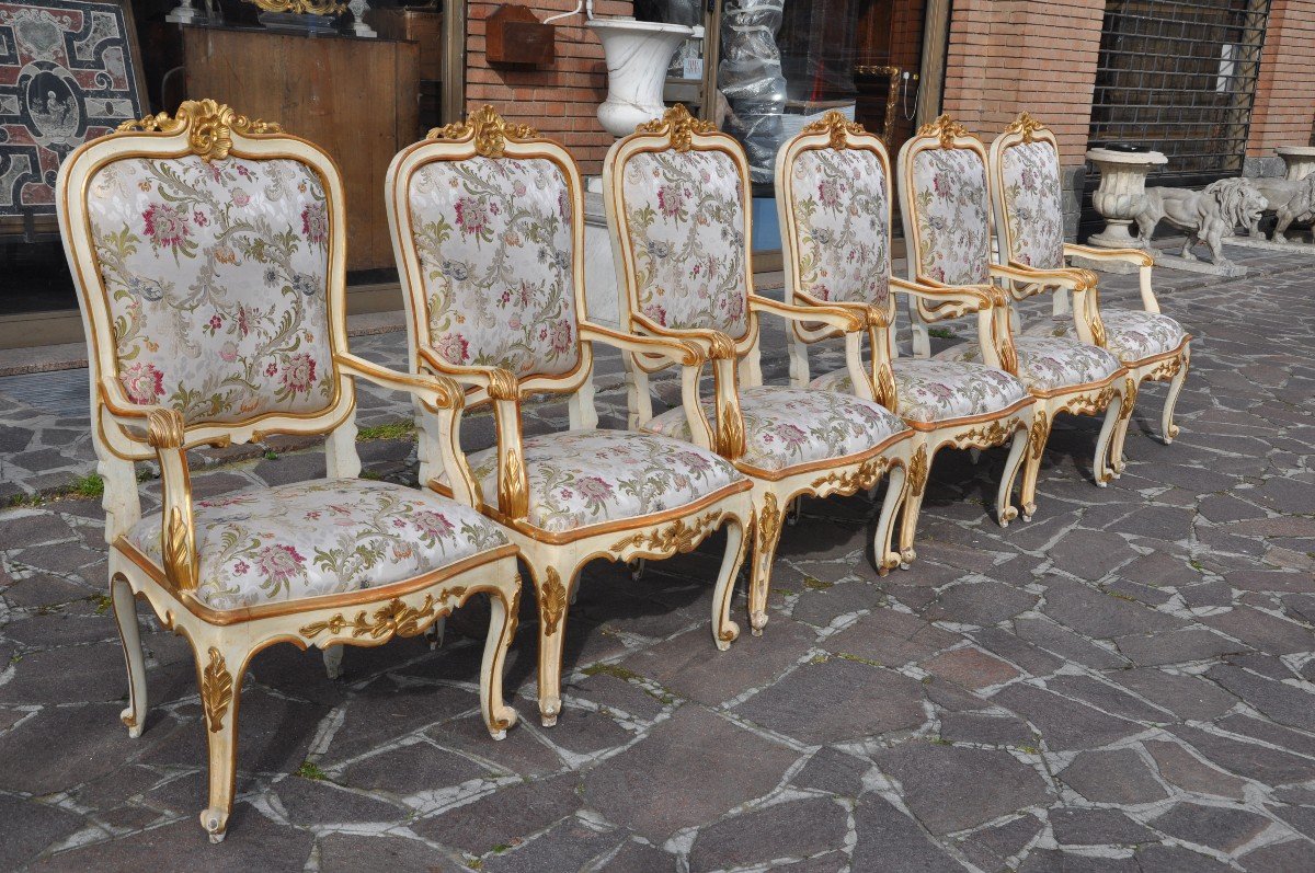 Six  Fauteuils Italia, Marche Sec. XVIII-photo-2