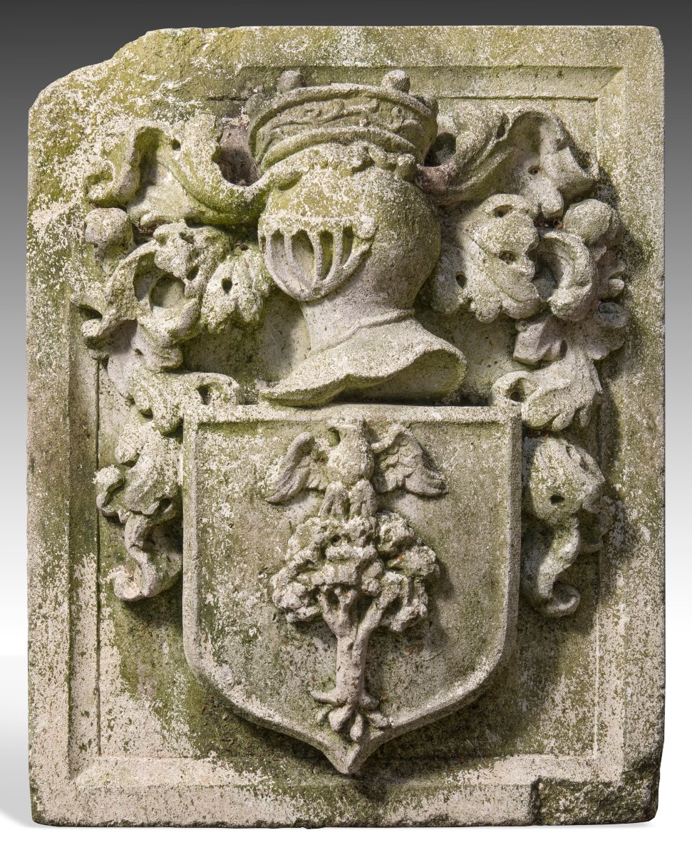 "foresti Family" Stone Coat Of Arms, 18th Century