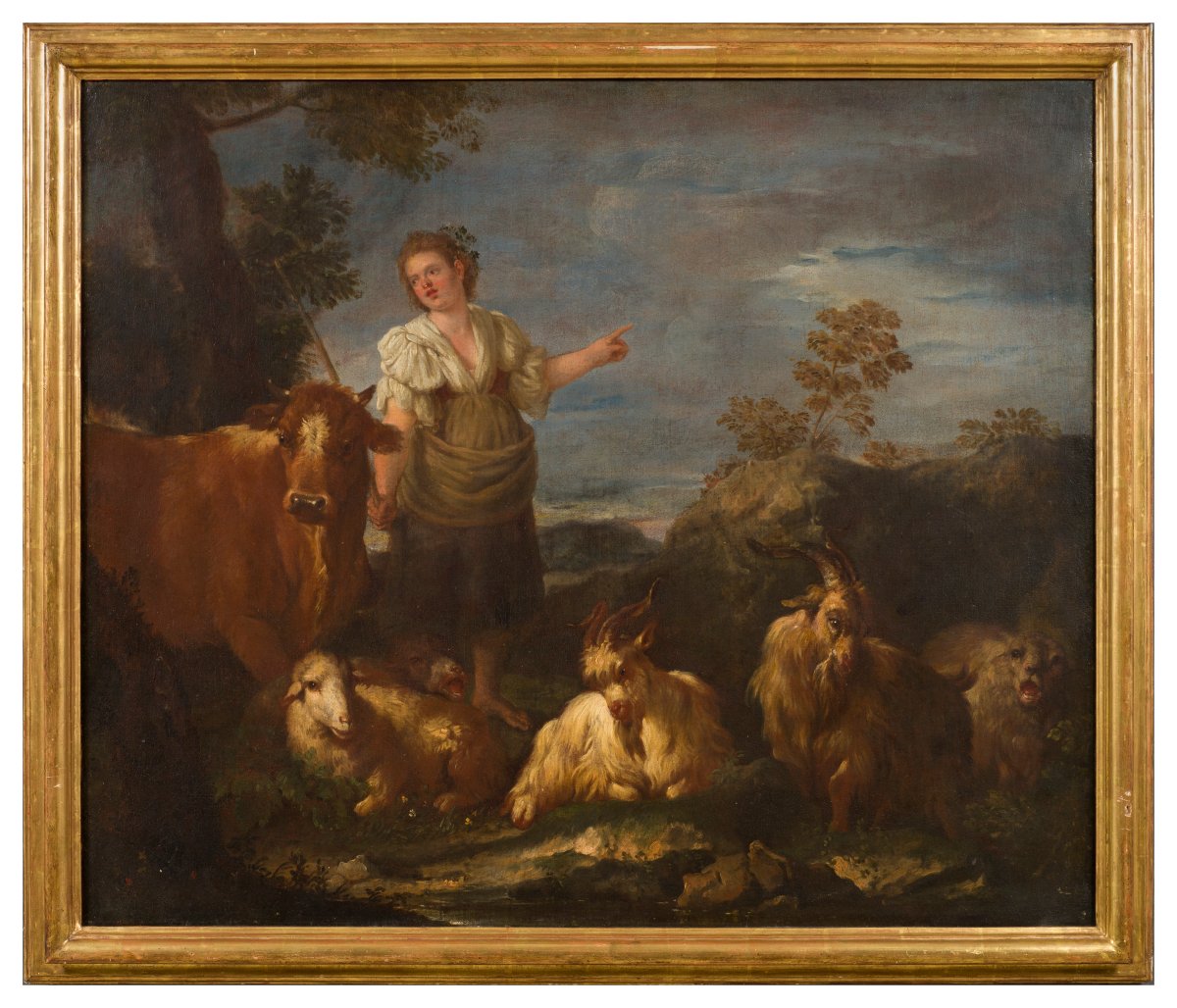 Antonio Beccadelli (Bologna,1718-1803)  Coppia di paesaggi con pastori ed armenti-photo-2