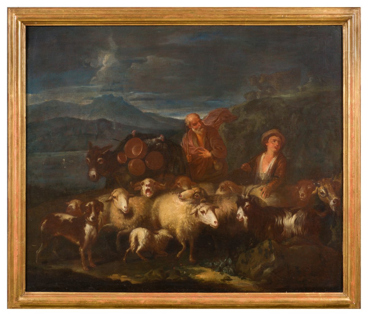 Antonio Beccadelli (Bologna,1718-1803)  Coppia di paesaggi con pastori ed armenti-photo-3