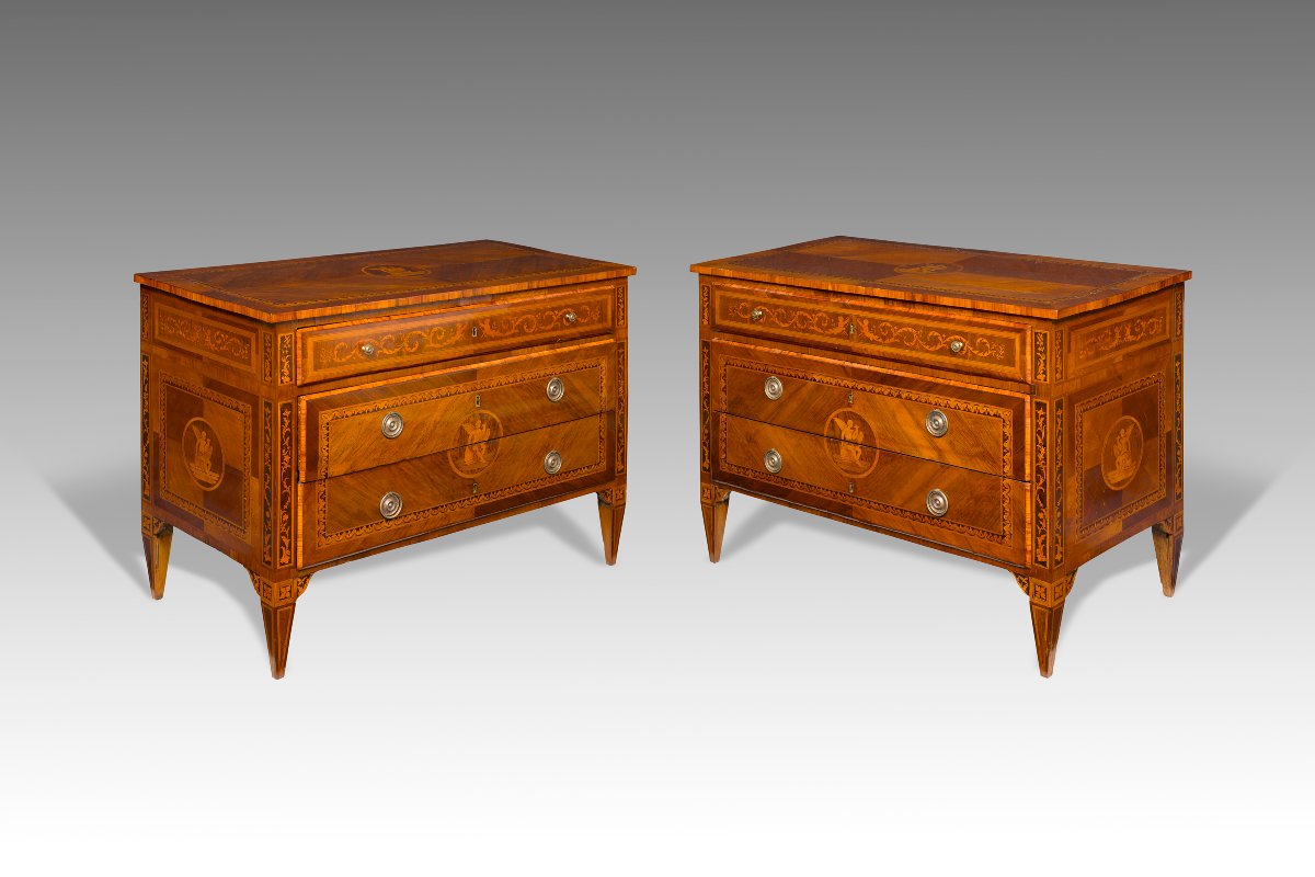 Pair Of Neoclassical Chests Of Drawers, Lombardy, Late 18th Century