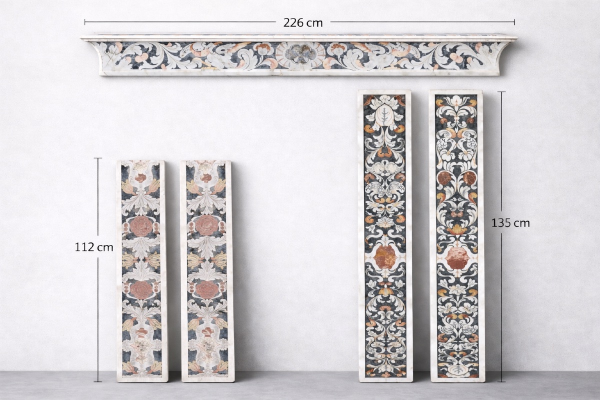 Carlo d'Aprile (genoa, 1621-palermo, 1668)  Rare Set Of Five Inlaid Marble Elements -photo-3
