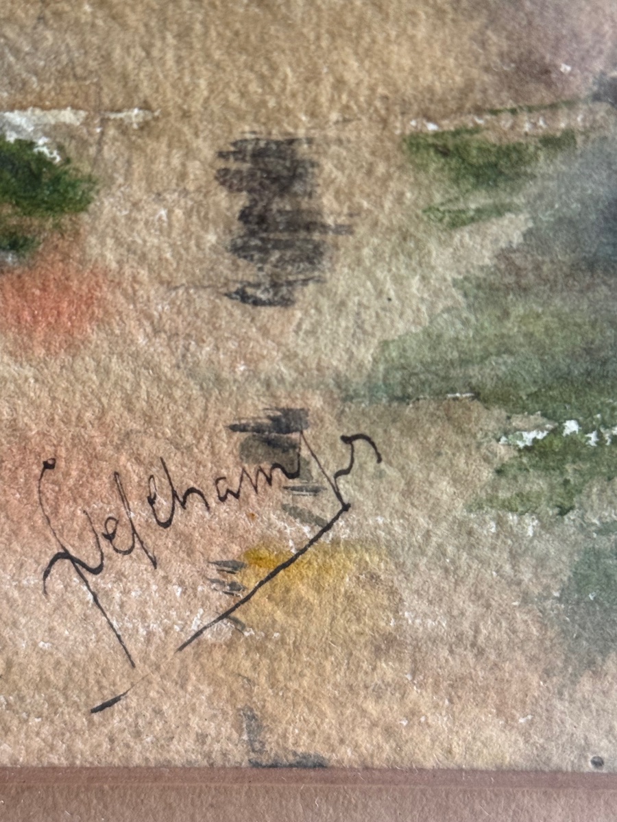 L. Deschamps "Vue de St. Antonin Noble Val"  Aquarelle -photo-2