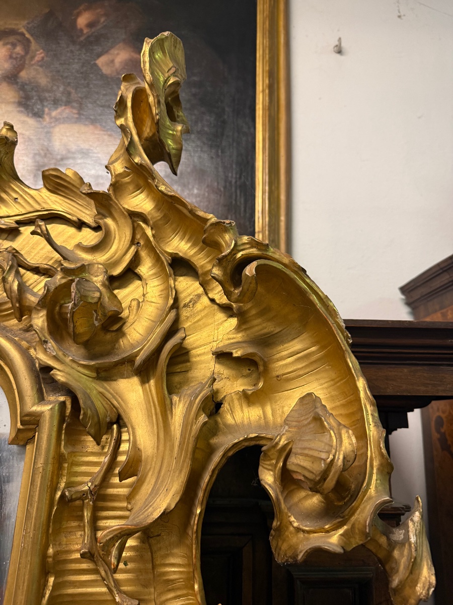 Miroir doré richement sculpté Allemagne XIXe siècle-photo-1