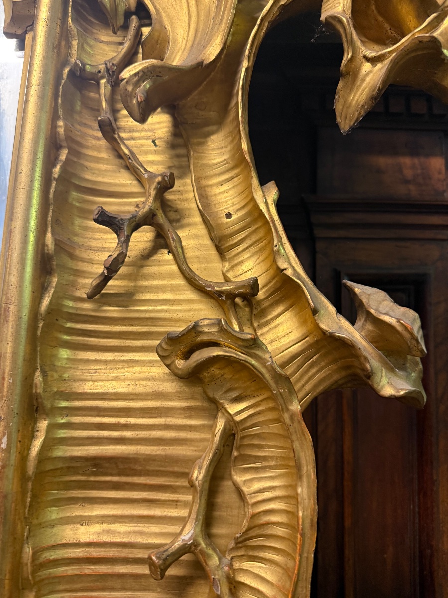 Miroir doré richement sculpté Allemagne XIXe siècle-photo-2