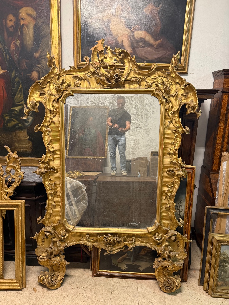 Miroir doré richement sculpté Allemagne XIXe siècle-photo-5
