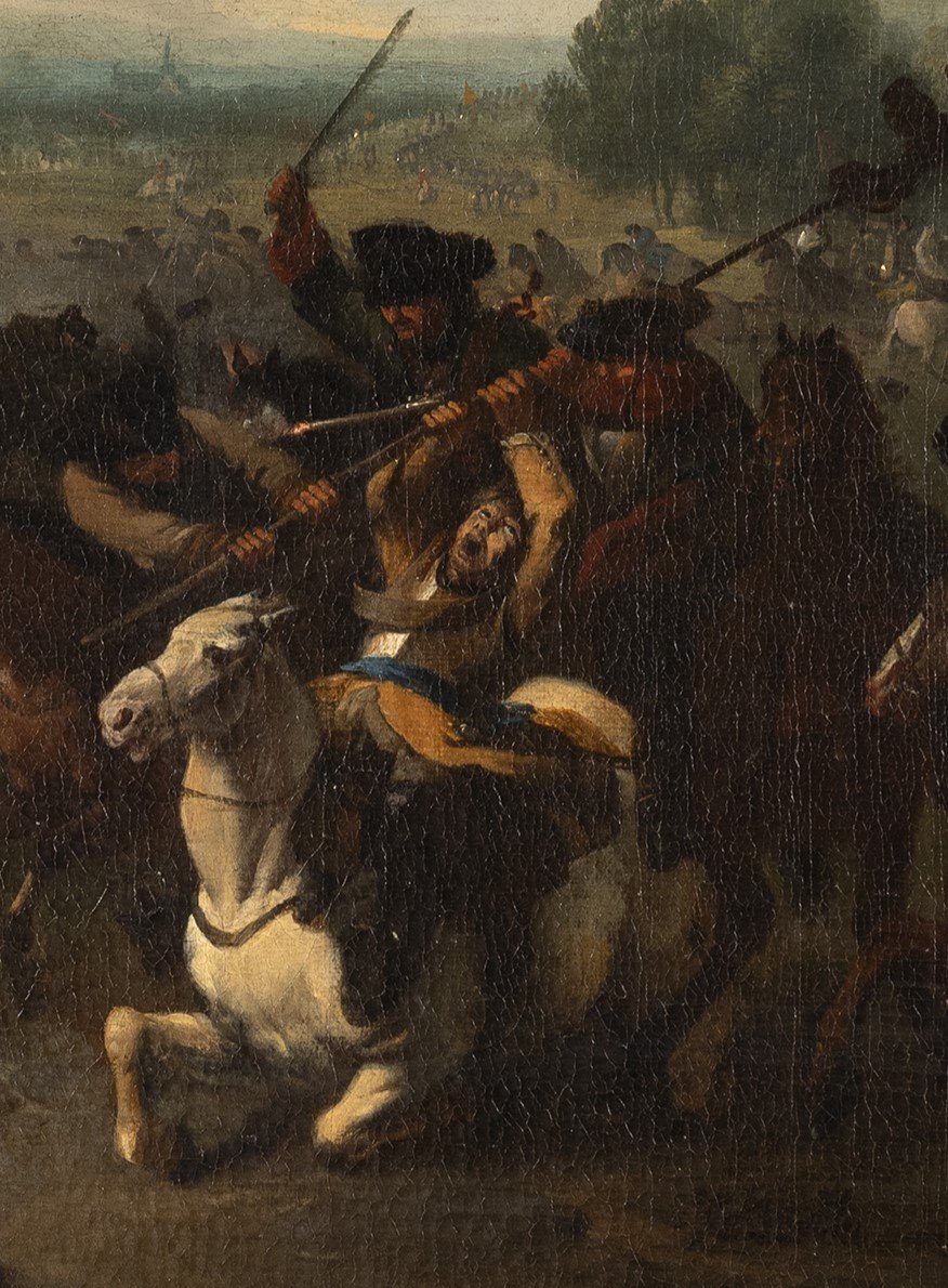 Jan Van Huchtenburg (Haarlem,1647- Amsterdam,1733)  "Scène de bataille"-photo-2
