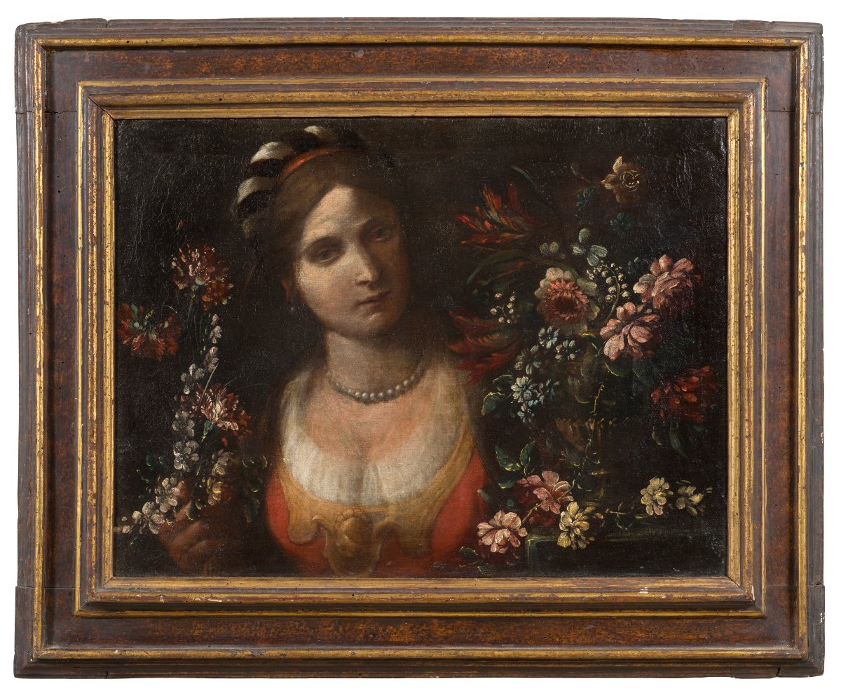 Pietro Paolini (lucca, 1603–1681) Young Female Figure Depicted As Flora