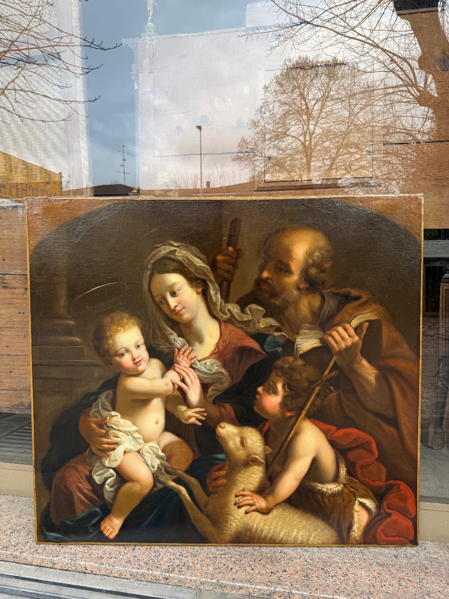Benedetto Gennari (Cento, 1633 – Bologne, 1715) " Sainte Famille "-photo-1