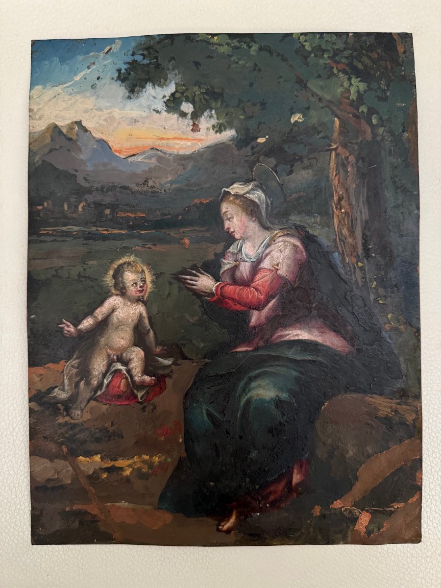 La Vierge aux rochers -  Maître émilien du XVIIe siècle