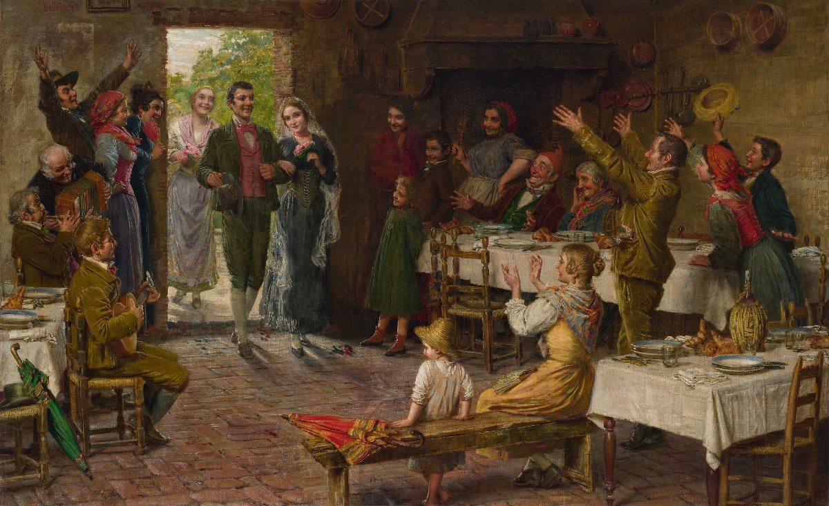 Gaetano Bellei (Modène, 1857 - 1922)  « Le Mariage »-photo-2