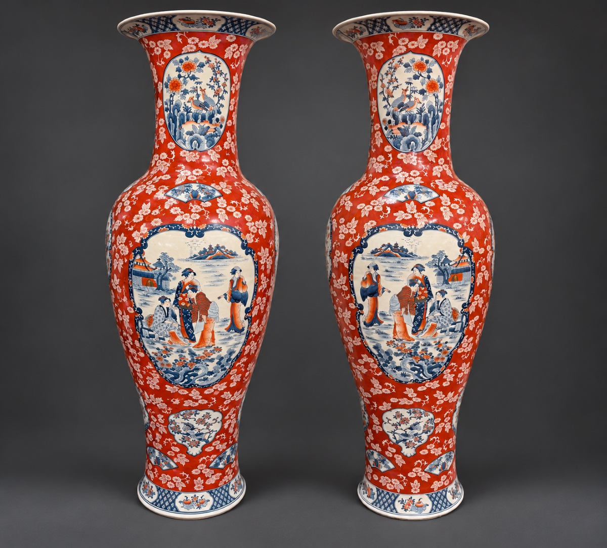 Pair Of Large Japanese Porcelain Vases