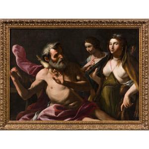 Gregorio Preti (taverna,1603 - Rome,1672) “hercules And Omphale”