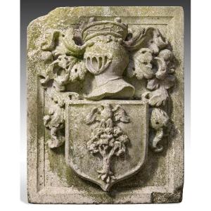 "foresti Family" Stone Coat Of Arms, 18th Century