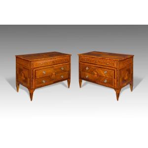 Pair Of Neoclassical Chests Of Drawers, Lombardy, Late 18th Century