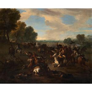 Jan Van Huchtenburg (Haarlem,1647- Amsterdam,1733) "Scène de bataille"