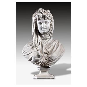 Pietro Calvi (milan, 1833–1884) Sculpture Depicting An Allegory, Probably "winter"